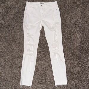 Abercrombie and Fitch Harper Distressed White Jeans